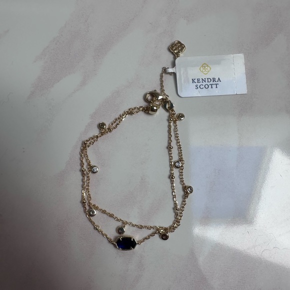 Kendra Scott Gold Emilie Crystal Multi Strand Bracelet Cat Eye Navy - Picture 2 of 2